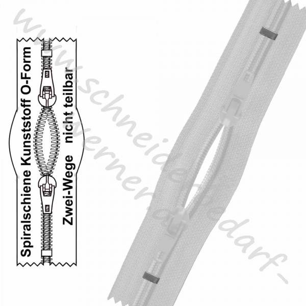 6 mm - Reißverschluss Spiralschiene (Kunststoff) - O-Form/2-Wege - Nicht Teilbar
