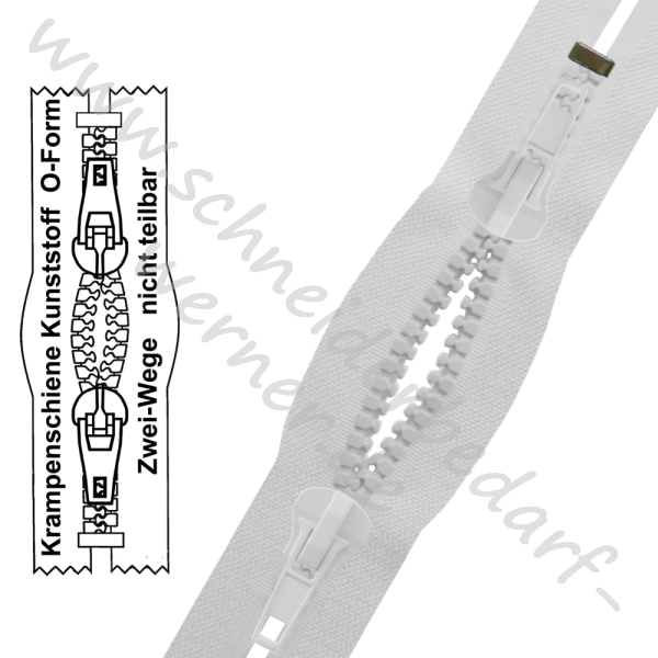 9 mm (extra breit) - Reißverschluss Krampenschiene (Kunststoff) - O-Form/2-Wege - Nicht Teilbar