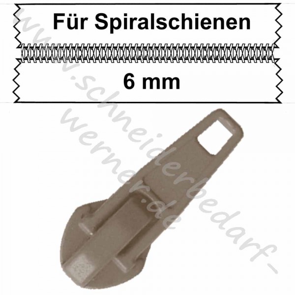 6 mm - Zipper/Schieber für Spiralschiene