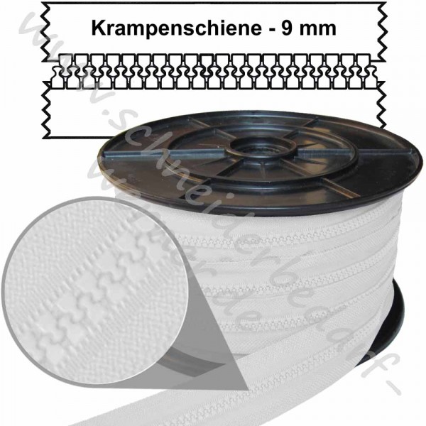 9 mm - Reißverschluss Krampenschiene (Kunststoff) - Meterware