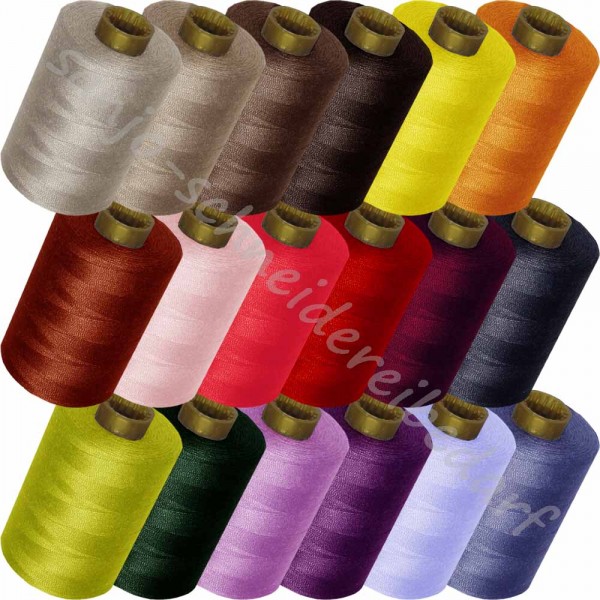 Nähgarn Polyester (1000 m / Stärke 100 / GOLDMANN) - 5er-Set (5 verschiedene Farben)