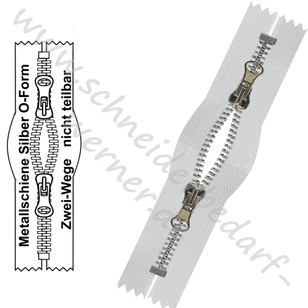 6 mm - Reißverschluss Metallschiene - O-Form/2-Wege - Nicht Teilbar
