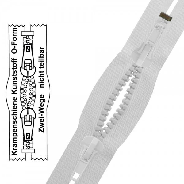 9 mm (extra breit) - Reißverschluss Krampenschiene (Kunststoff) - O-Form/2-Wege - Nicht Teilbar