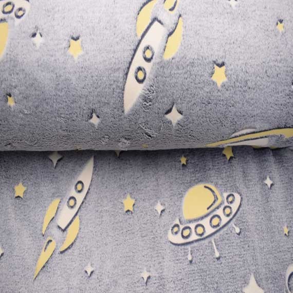Flauschfleece - Stoff - Leuchtender Weltraum
