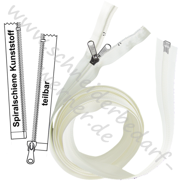 10,5 mm (extra breit) - Reißverschluss Spiralschiene (Kunststoff) - Zelt - 1-Weg - Teilbar