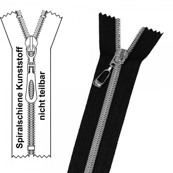 Reißverschluss für Jackentaschen - 6 mm metallisierte Spiralschiene - 1-Weg - Nicht Teilbar
