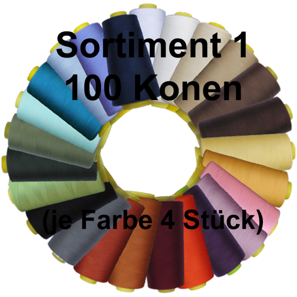 Overlock-Nähgarn - 100er Sortimente (100 x 3.000 Yard)