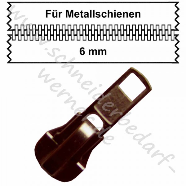 6 mm - Zipper/Schieber für Metallschiene