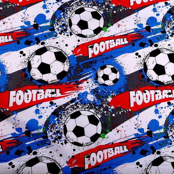 Baumwolle Popeline Stoff "Fußball / Football"