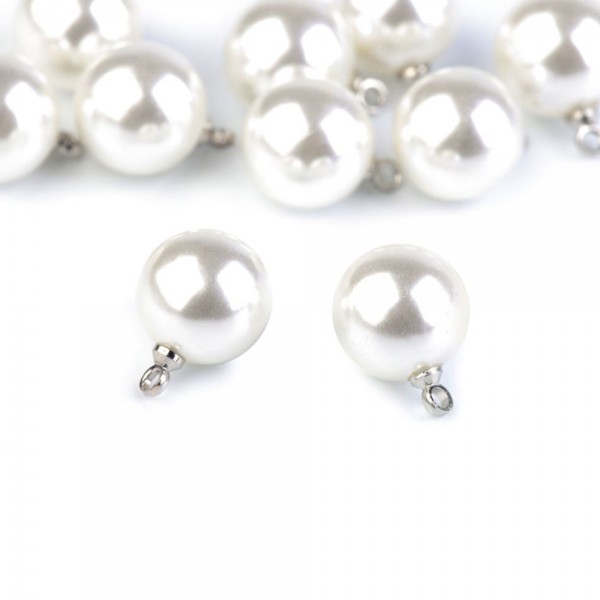 Perle mit Öse zum Annähen / Perlenknopf (11 mm Durchmesser)
