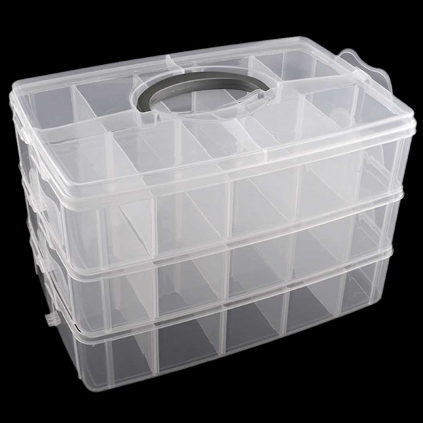 große Aufbewahrungsbox / Sortierbox über 3 Etagen aus Kunststoff (ca. 19 x 33 x 24 cm)