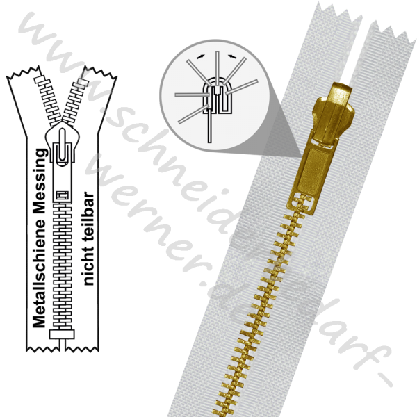 6 mm - 1-Weg-Wende-Reißverschluss (Metallschiene) - Nicht Teilbar