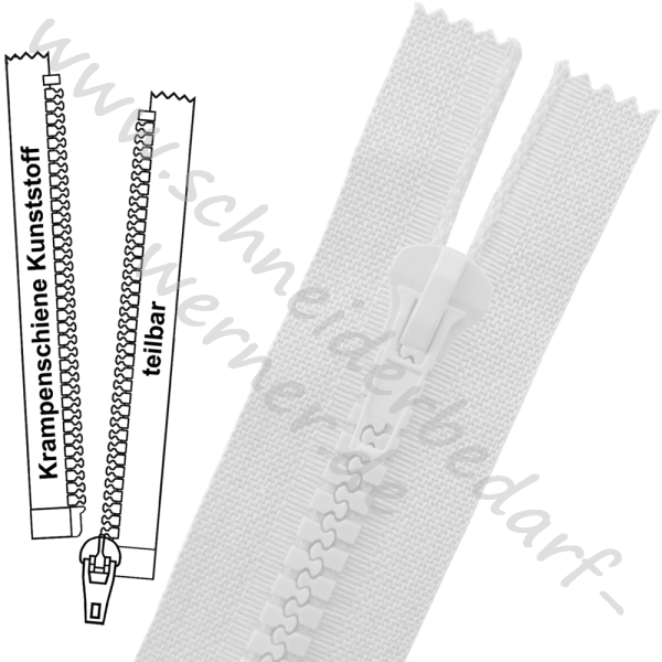 9 mm (extra breit) - Reißverschluss Krampenschiene (Kunststoff) - Jacke - 1-Weg - Teilbar