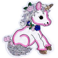 Applikation zum Aufbügeln (großes Einhorn mit Pailletten und Glitzer) Applikation zum Aufbügeln (großes Einhorn mit Pailletten und Glitzer)