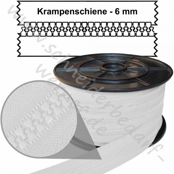 6 mm - Reißverschluss Krampenschiene (Kunststoff) - Meterware