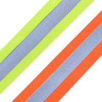 Neon-Gummiband mit Reflexstreifen silber (37 mm) Neon-Gummiband mit Reflexstreifen silber (37 mm)