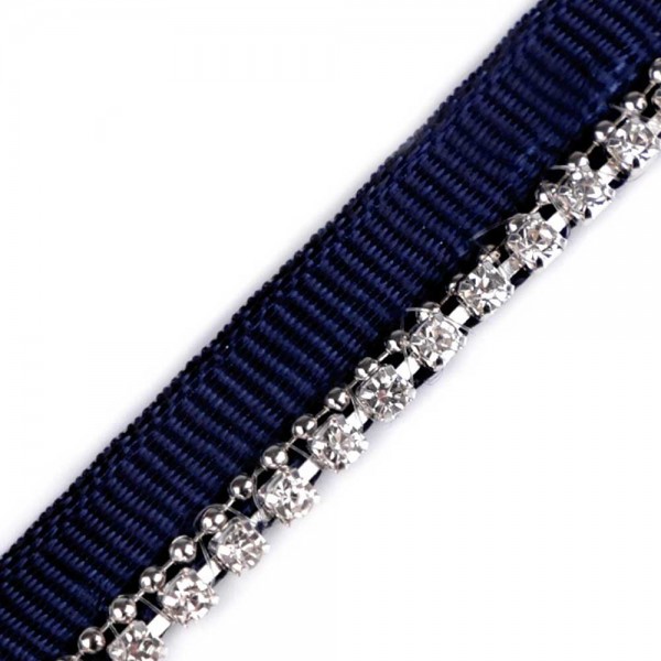 Strass-Paspelband / Strass-Borte mit Perlenkette (9 mm breit)
