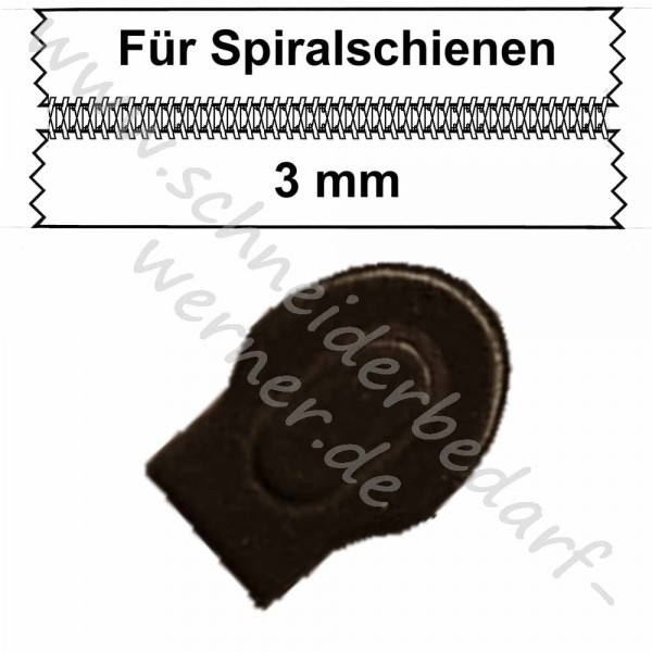 Metall-Bettwäscheschieber ohne Griff in gleicher Farbe !für braun (916) 3 mm Spiralschiene!
