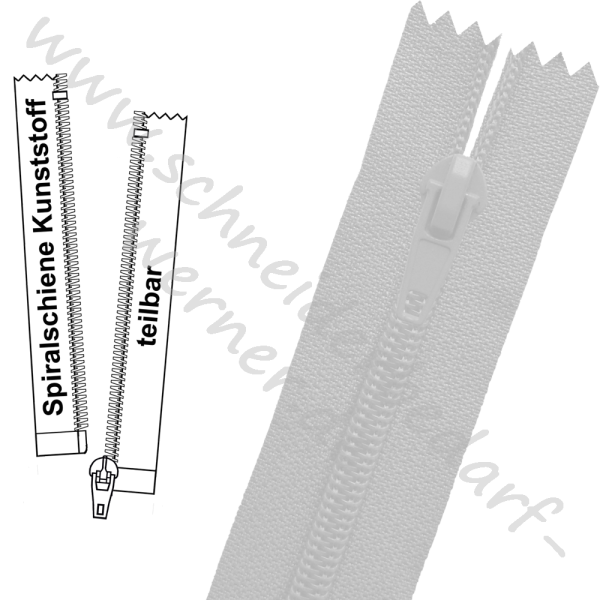 6 mm - Reißverschluss Spiralschiene (Kunststoff) - 1-Weg - Teilbar