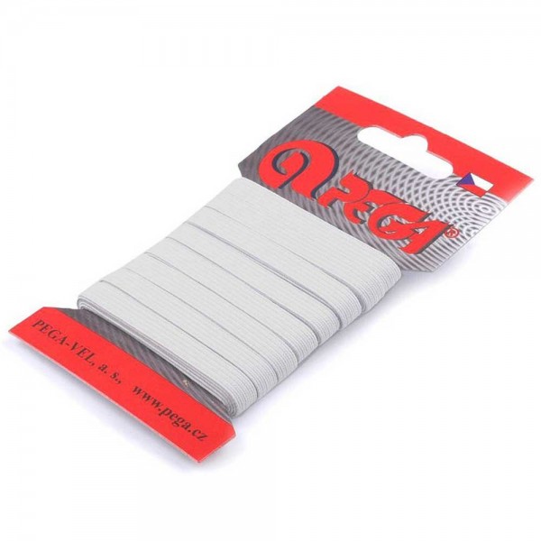 6,6 mm Gummilitze / Wäschegummi flach / Wäscheband (5-Meter-Karte oder 300 Meter Rolle)