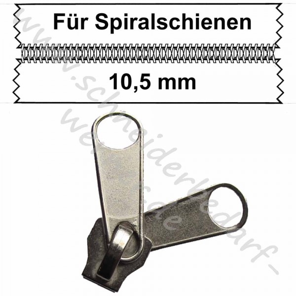 Metall-Zeltschieber silber !für schwarz (000) 10,5 mm Spiralschiene!