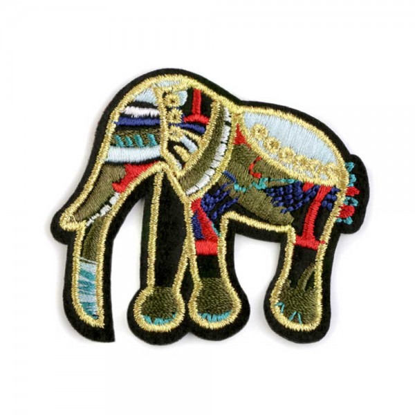 Applikation zum Aufbügeln (abstrakter Elefant mit Metall-/Goldeffekt)