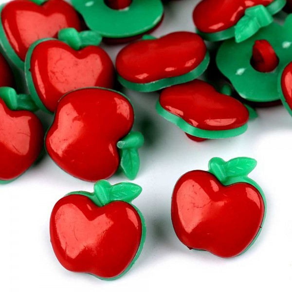 Kunststoffknopf "roter Apfel"