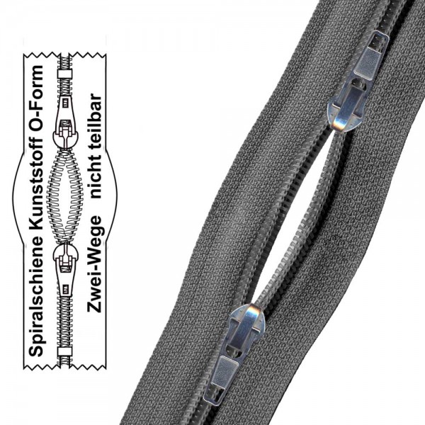 10,5 mm (extra breit) - Reißverschluss Spiralschiene (Kunststoff)-Zelt- O-Form/2-Wege- Nicht Teilbar