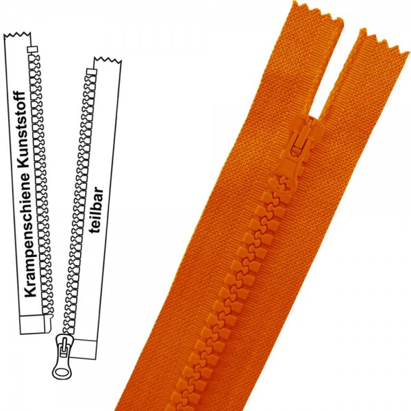 Reißverschluss für Jacken - 6 mm Krampenschiene (Kunststoff) - 1-Weg - Teilbar