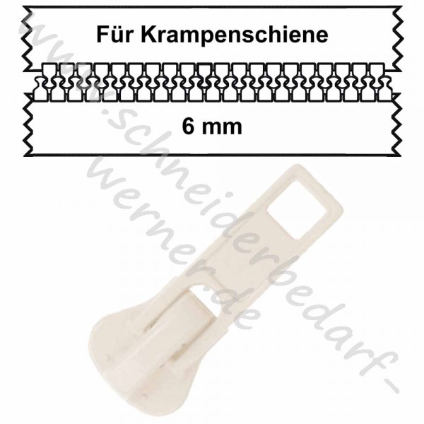 6 mm - Zipper/Schieber für Krampenschiene
