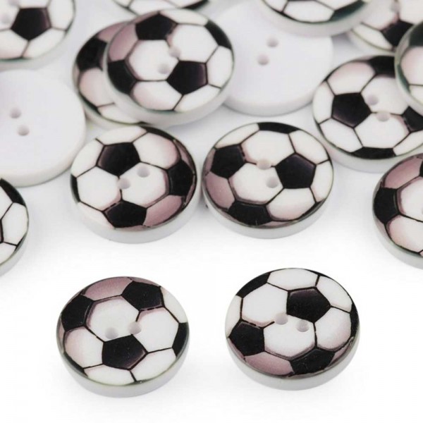 Kunststoffknopf "Fußball schwarz-weiß mit Schattierung"