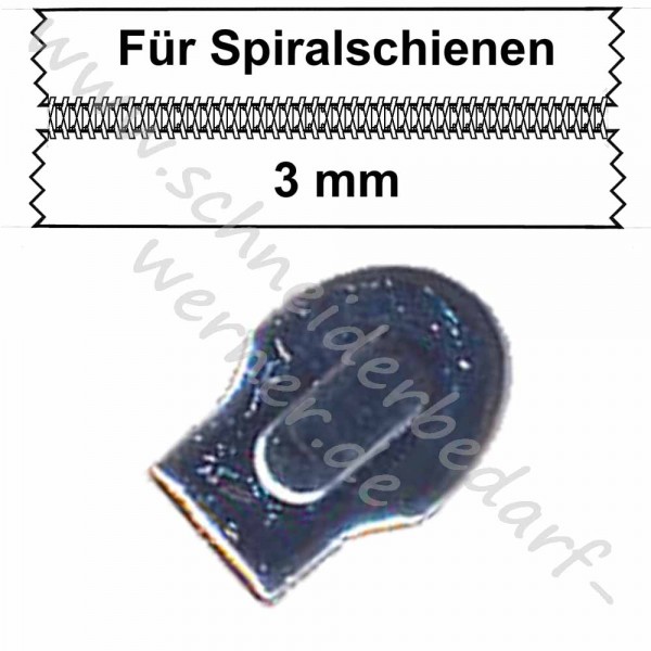Metall-Bettwäscheschieber ohne Griff silber !für hellgrau (831) 3 mm Spiralschiene!