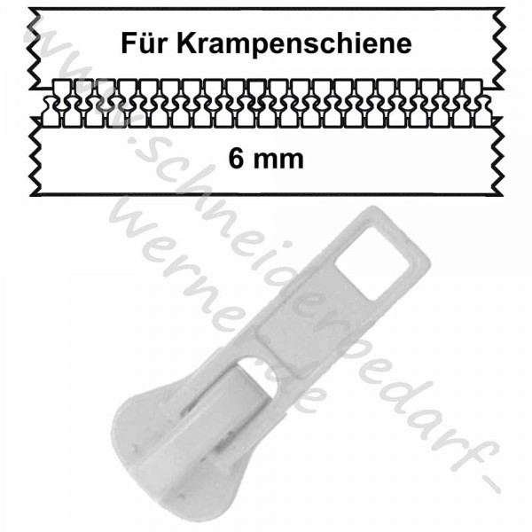 6 mm - Zipper/Schieber für Krampenschiene