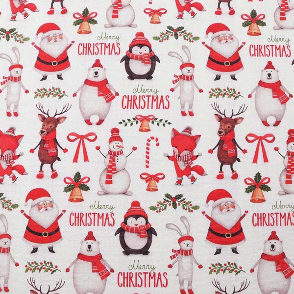 Dekostoff / Weihnachtsstoff (50% Baumwolle / 50% Polyester) "Merry Christmas"