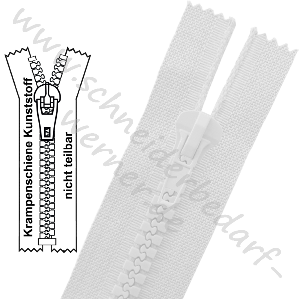 9 mm (extra breit) - Reißverschluss Krampenschiene (Kunststoff) - 1-Weg - Nicht Teilbar