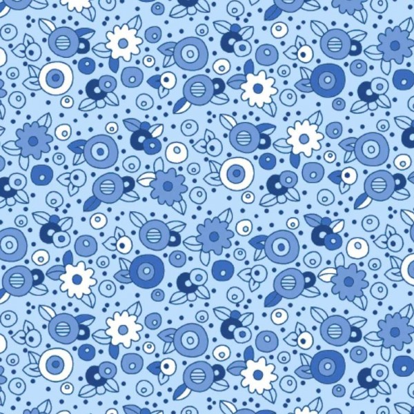 Baumwolle Cretonne Stoff "abstrakte Blumengrafik blau"