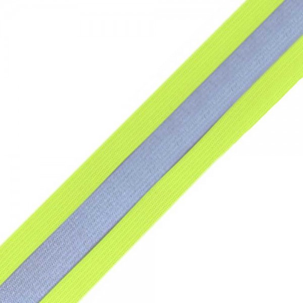Neon-Gummiband mit Reflexstreifen silber (37 mm)