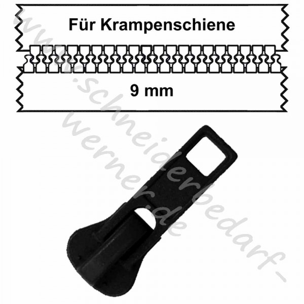 9 mm - Zipper/Schieber für Krampenschiene