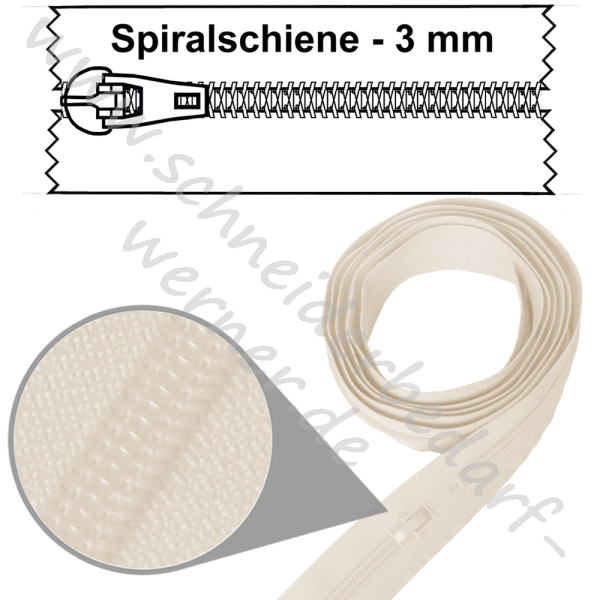 RESTE: 3 mm Spiralschiene Reißverschluss (Meterware) mit Schiebern