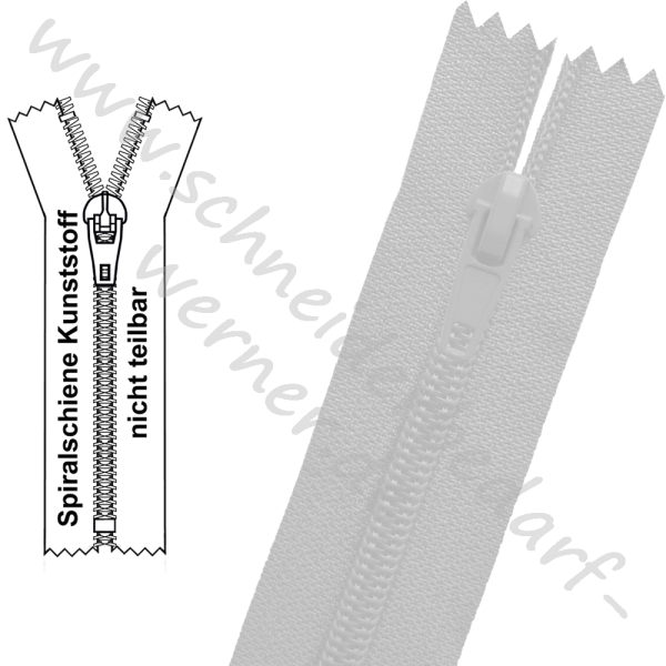 6 mm - Reißverschluss Spiralschiene (Kunststoff) - 1-Weg - Nicht Teilbar